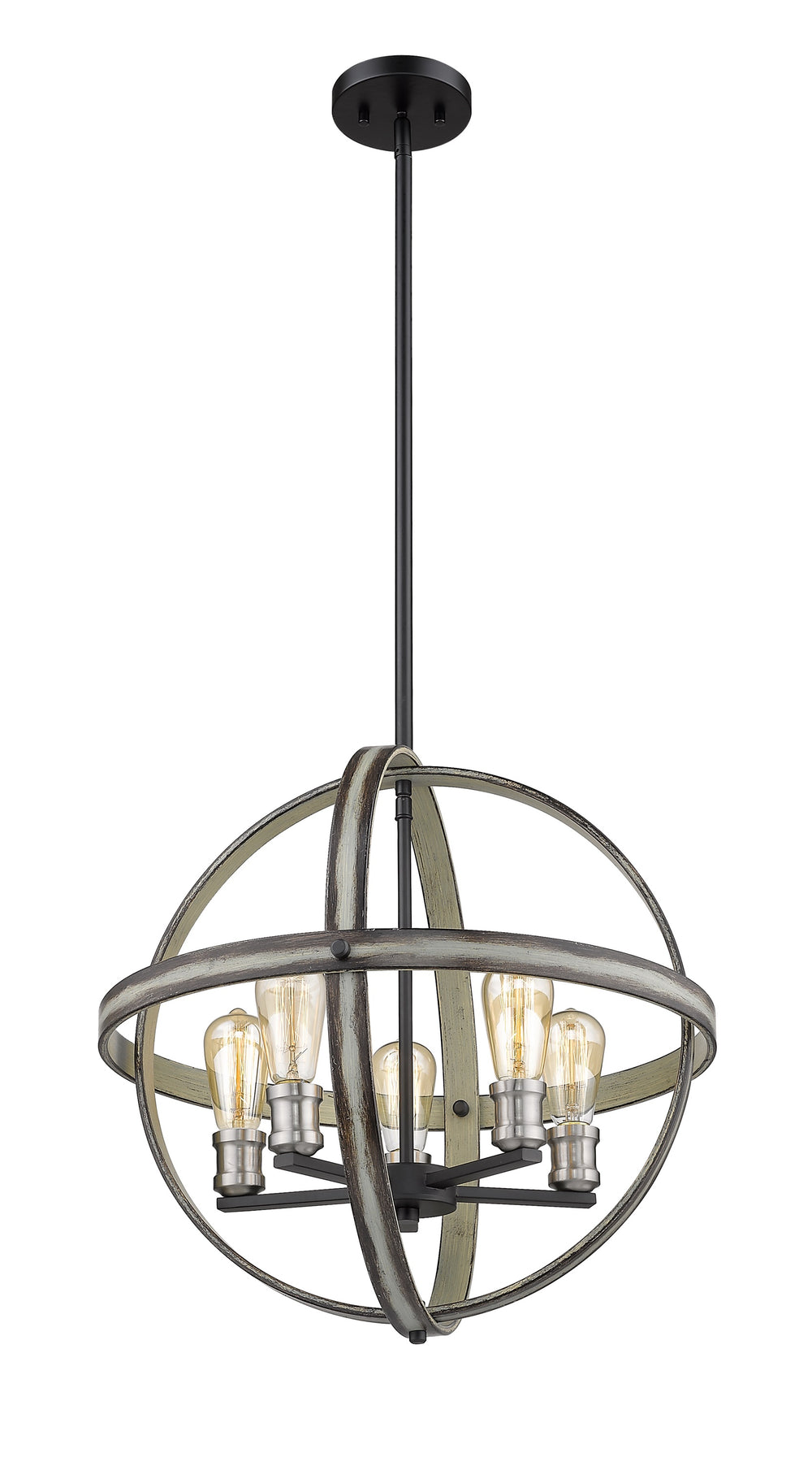 Kirkland 5 Light Pendant in Ashen Barnboard Finish