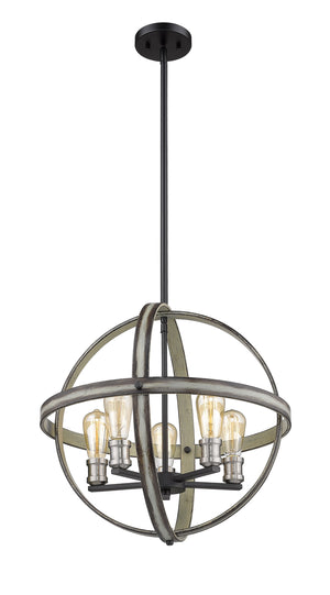 Kirkland 5 Light Pendant in Ashen Barnboard Finish