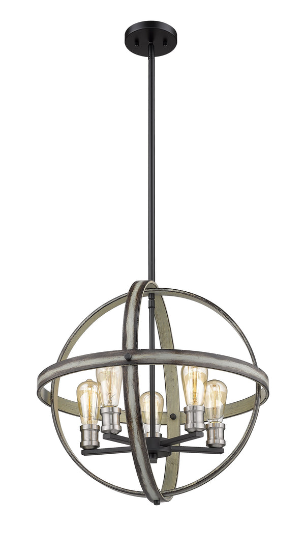 Kirkland 5 Light Pendant in Ashen Barnboard Finish