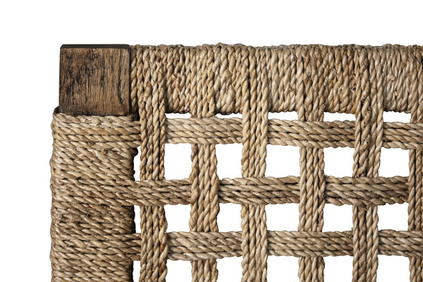 SEAGRASS WRAPPED HEADBOARD AND FOOTBOARD WITH WOOD SIDE RAILS AND LEGS, KING SIZE
