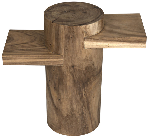 Tabula Munggur Wood Side Table with Semi-Gloss Finish