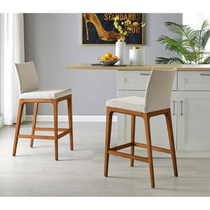 Devon Fabric Counter Stool Walnut Legs In Cardiff Cream 