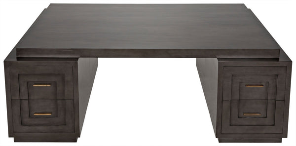 Mentor Pale Mahogany and Veneer Desk with Brass Pulls