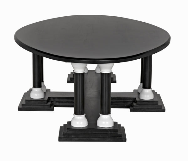 Desoto Coffee Table, Hand Rubbed Black and Solid White