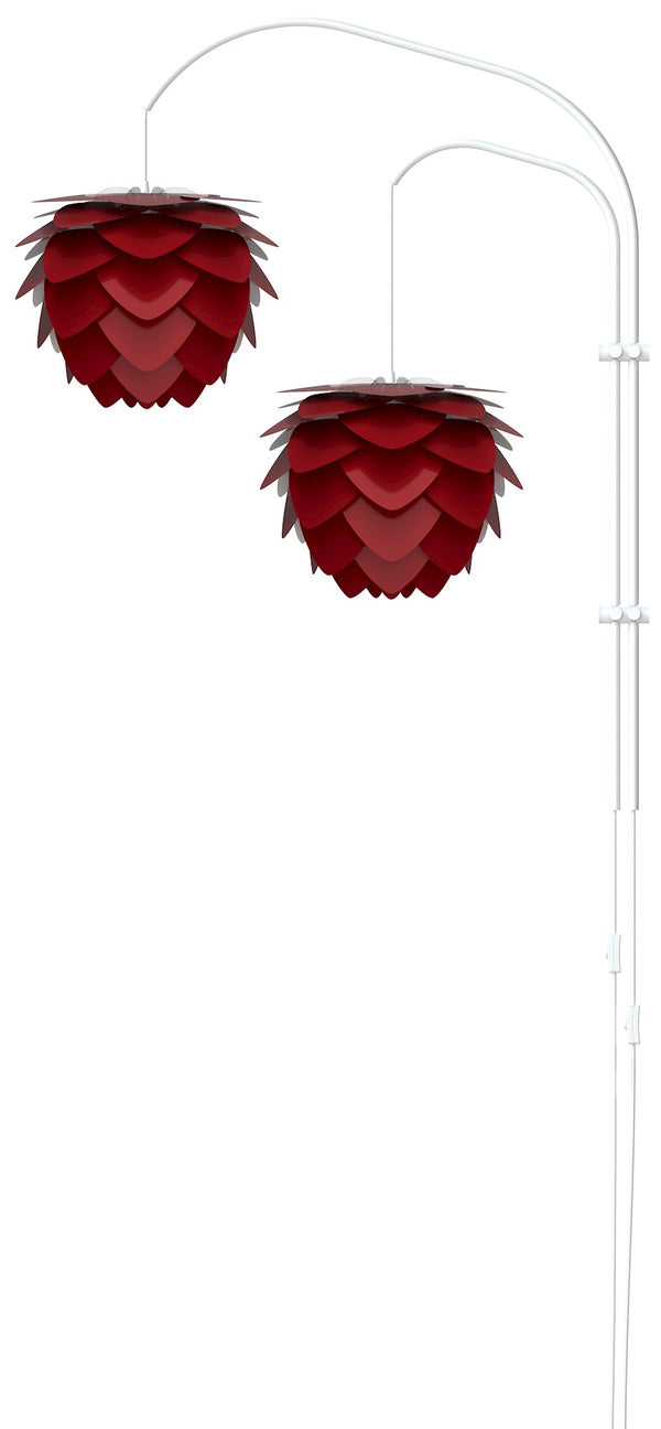 Aluvia Mini 2-Light Wall Lamp in Ruby with White Wall Hanger