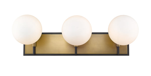 Parsons 3 Light Vanity in Matte Black + Olde Brass Finish