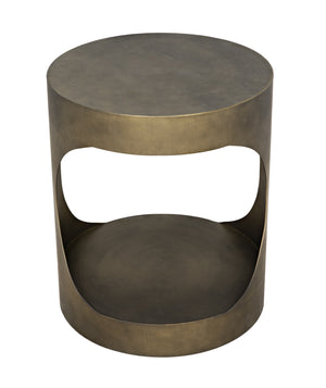 Eclipse Round Side Table, Metal with Aged Brass Finish