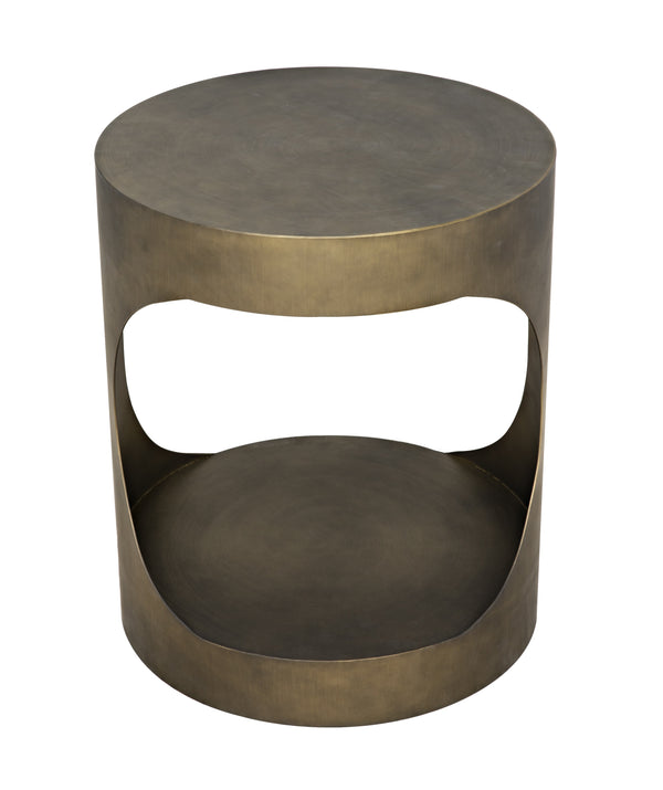 Eclipse Round Side Table, Metal with Aged Brass Finish