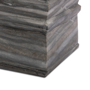 Cedric Table Lamp In Slate Grey Marble-Ivory Linen-Jet Black