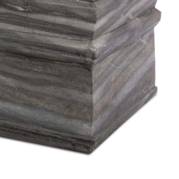 Cedric Table Lamp In Slate Grey Marble-Ivory Linen-Jet Black