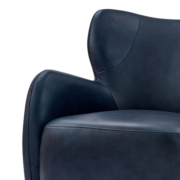 Tiffany KD Top Grain Leather Accent Arm Chair, Garrett Blue