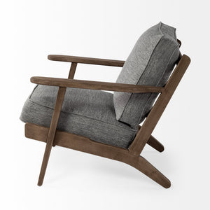 Olympus V Castlerock Grey Fabric Wrapped Brown Wooden Frame Accent Chair