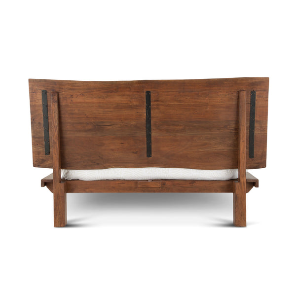 London Loft Acacia Wood Live Edge King Bed in Walnut Finish