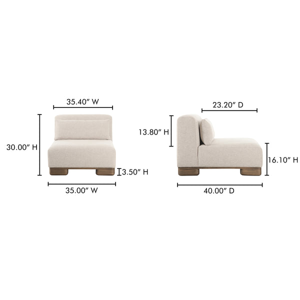 Moe's June Slipper Chair in Oatmeal Beige