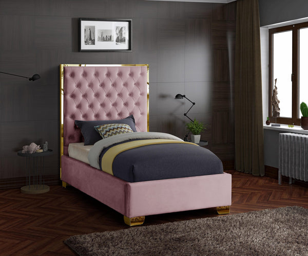 Jared Twin Bed In Pink Velvet