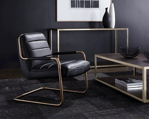 LINCOLN LOUNGE CHAIR - faux leather: vintage black