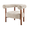 Vincent Chenille Accent Arm Chair Brown Legs, Grenada Cream