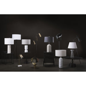 Everly  15.0L x 15.0W x 27.5H White Cement W/Beige Shade Table Lamp
