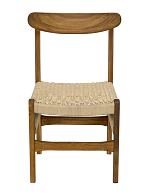 Shagira Teak Chair with Flat Clear Coat and Woven Rope Seat