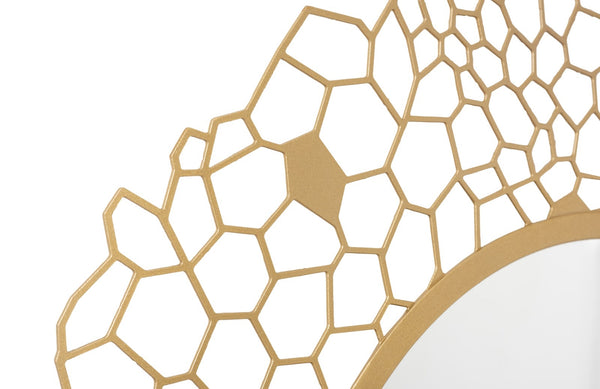 Round Honeycomb Mirror Brass
