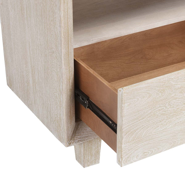 Reece Solid Wood Nightstand with Shelf in Seashell White