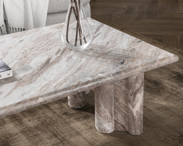 Bowman Marble Rectangular Coffee Table - Rusty Gray