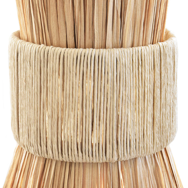 ELONGATED HOURGLASS PENDANT WRAPPED IN NATURAL RAFIA
