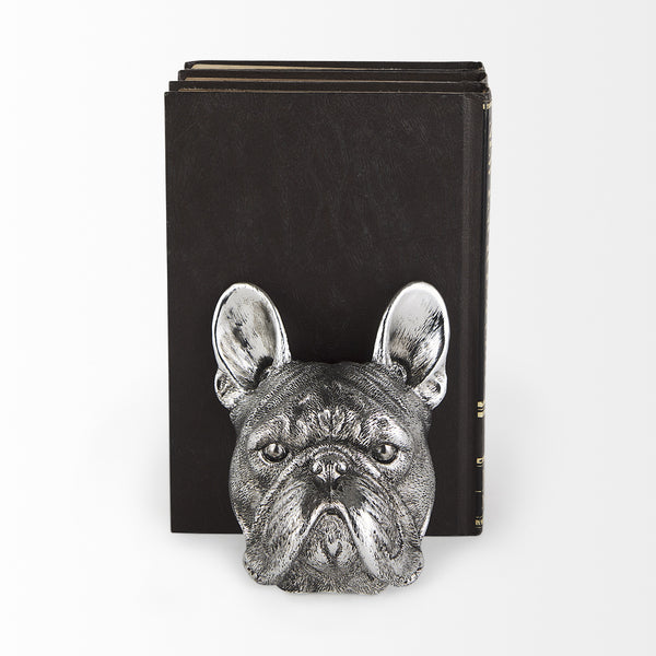 Bruno (Set of 2) 5L x 5W Silver American Bulldog Bookends