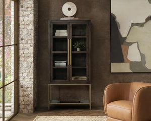 Freemont Solid Wood Tall Cabinet - Kona Brown