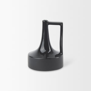 Burton 8.3H Small Glossy and Matte Black Ceramic Jug Vase