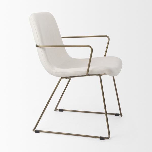 Sawyer Cream Fabric Wrap Gold Metal Frame Dining Chair