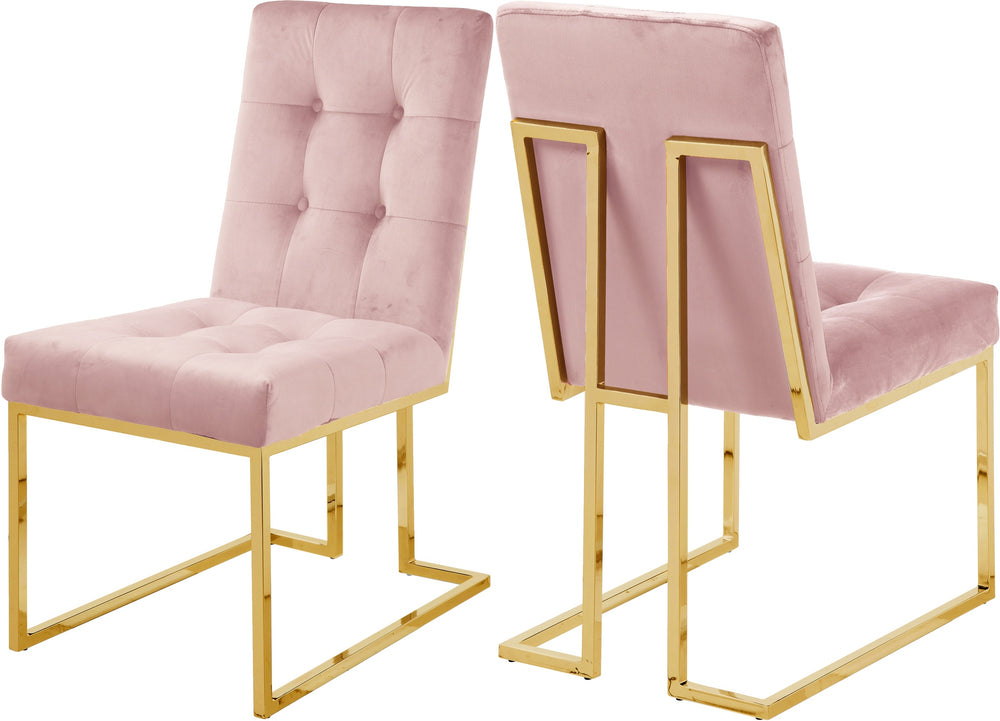 Benny Dining Chair In Pink Velvet