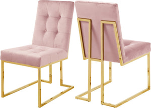 Benny Dining Chair In Pink Velvet