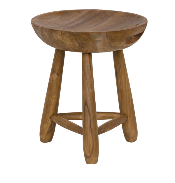 Basel Teak Stool with Clear Coat Semi-Gloss Finish