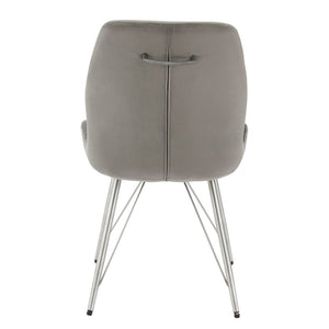 Raven Velvet Fabric Dining Side Chair In Gravel Gray (Set of 2)