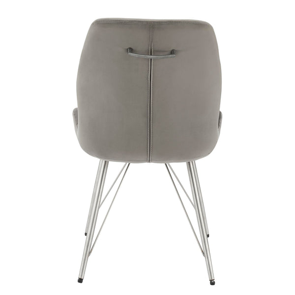 Raven Velvet Fabric Dining Side Chair In Gravel Gray (Set of 2)