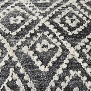 Farida  16.0L x 16.0W x 16.0H Dark Gray Wool and Polyester Patterned Pouf