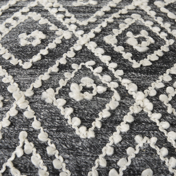 Farida  16.0L x 16.0W x 16.0H Dark Gray Wool and Polyester Patterned Pouf