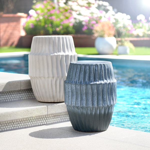 Algae Ceramic Indoor/Outdoor Side Table, Blue