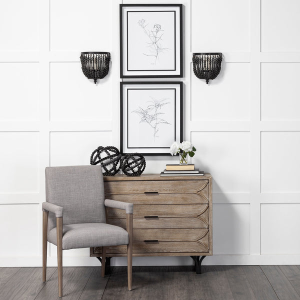 Earnhardt II Large 11L x 11W Black Wooden Beaded Orb