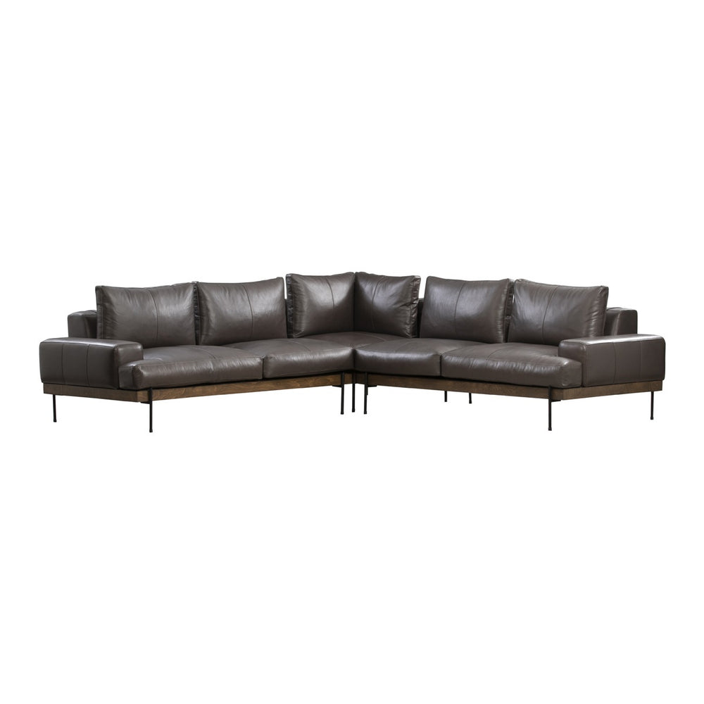 Largo Top-Grain Leather Sectional Sofa with Removable Cushions
