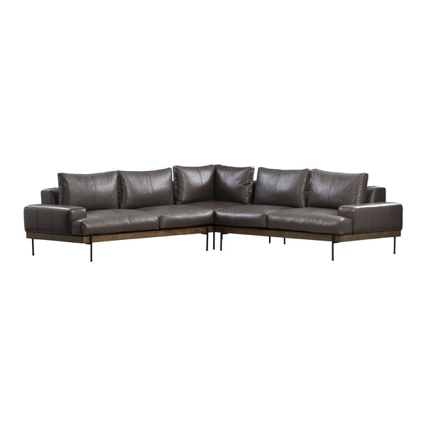 Largo Top-Grain Leather Sectional Sofa with Removable Cushions