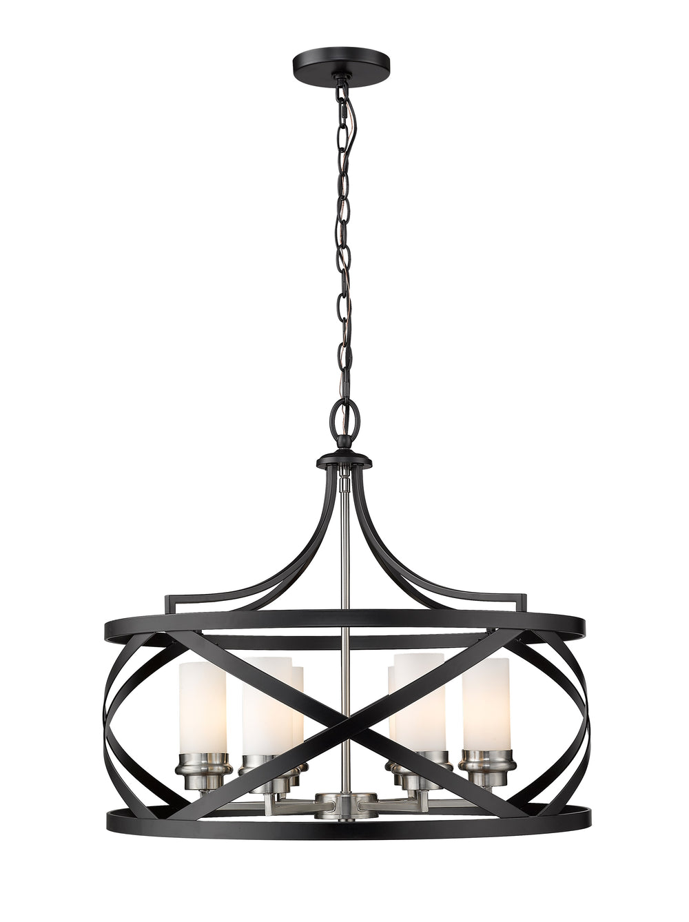 Malcalester 6 Light Pendant in Matte Black + Brushed Nickel Finish