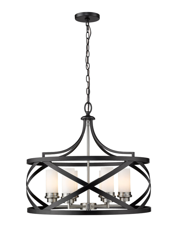 Malcalester 6 Light Pendant in Matte Black + Brushed Nickel Finish