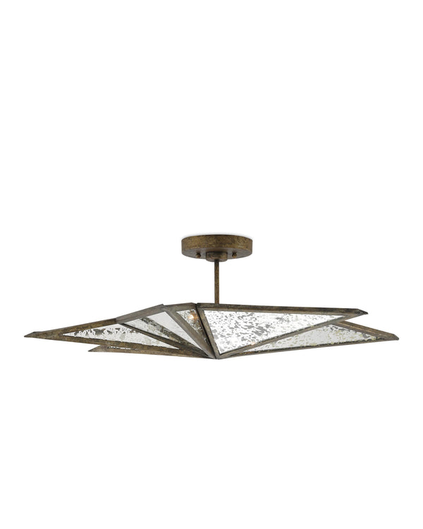 Stargazer Semi-Flush In Pyrite Bronze & Raj Mirror