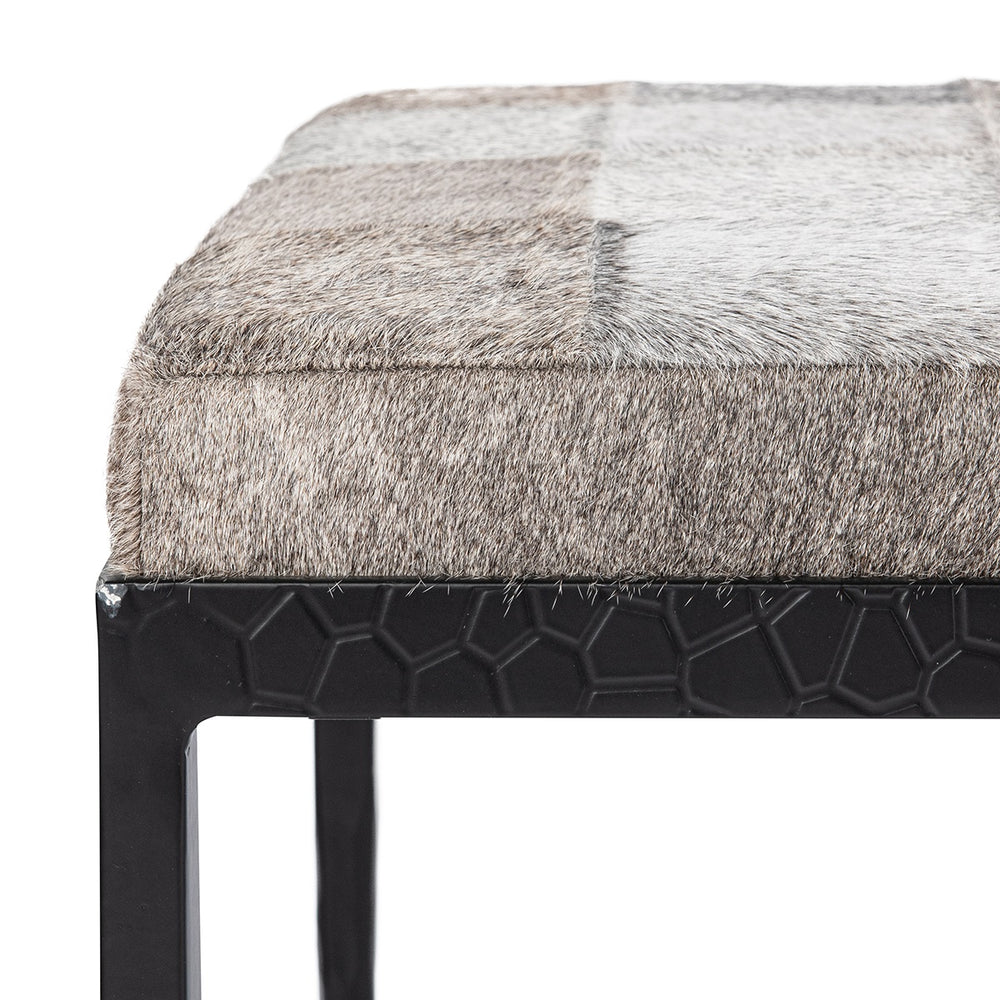 Achen Hide Bench 60" Sparrow Gray with Iron Frame
