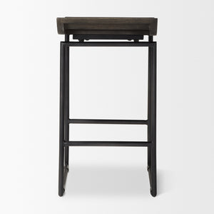 Givens IV 24.25" Seat Height Black Wood Seat Black Frame Stool