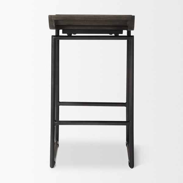 Givens IV 24.25" Seat Height Black Wood Seat Black Frame Stool