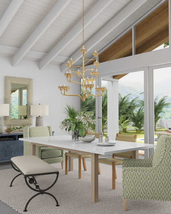 Agavé Americana Gold Chandelier In Dark Contemporary Gold Leaf