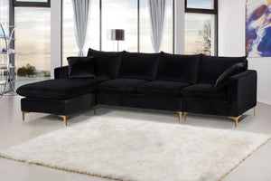 Lucy 2pc. Reversible Sectional In Black Velvet